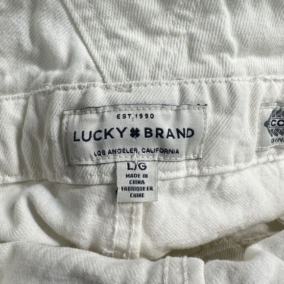 Lucky Brand Boyfriend Overall Jeans Size L Cotton Cone Denim Boho Festival* - Picture 15 of 16